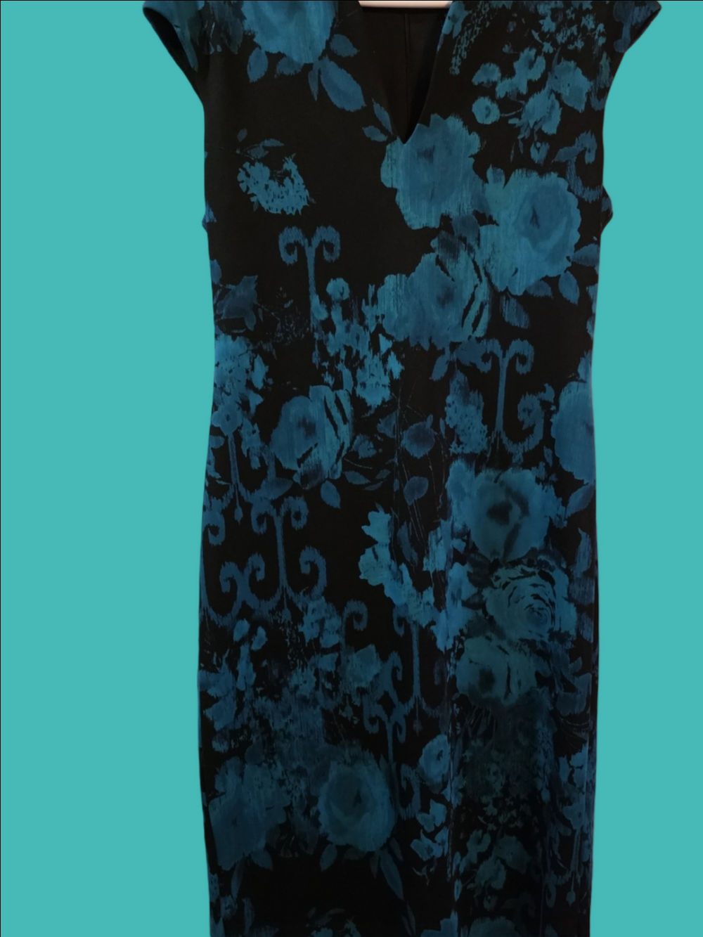 4/$67 Deal! Connected Apparel Dress with Teal Floral Print